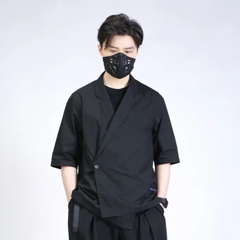 Silenstorm 21ss Половин ръкав летен костюм изненадващ яка яке магнитно затваряне techwear японски стил улично облекло