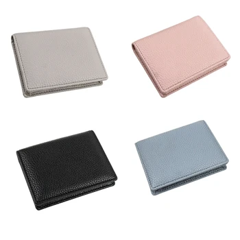 Pocket Wallet Card Holder Lychee Texture Притежател на кредитна карта Multi-слот чанта за жени Мъже Bifold Card Holder