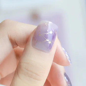 Sealless стикер за нокти с лилави пайети градиент звезда универсален стикер за нокти водоустойчив и дълготраен