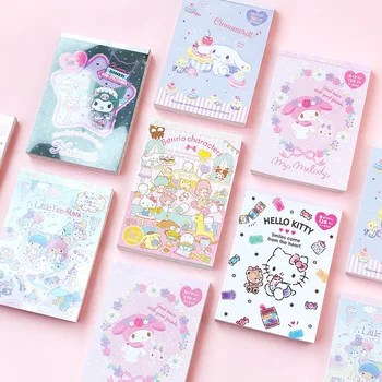 Sanrio Family Hello Kitty My Melody Lovely Cartoon Children Student Sticker Color Page Hand Ledger Diary Book Notepad