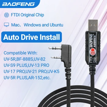 Baofeng FTDI USB кабел за програмиране с драйвер CD 2 пинов K щепсел за UV-5R UV-17 Pro 13 21 pro BF-888S Handheld Ham двупосочно радио