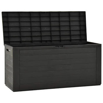Градинска кутия за съхранение 116x44x55 см Антрацит сив здрав PP сандък за съхранение за вътрешен двор мебели, външни възглавници, градински инструменти