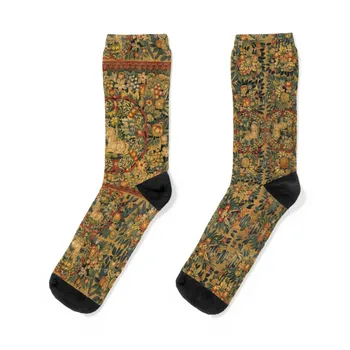 Средновековен еднорог Флорални чорапи за гоблени Аржентина Термичен човек зимен цвят Мъжки чорапи Дамски