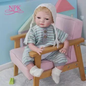 NPK 55CM бебе в руса коса колекционерска арт кукла bebe кукла преродена реалистична истинско докосване меко тяло новородено бебе