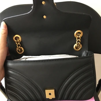 Висококачествена чанта за рамо от естествена кожа Моден дизайнер Чанта за клапа Класическа чанта за вериги CrossBody