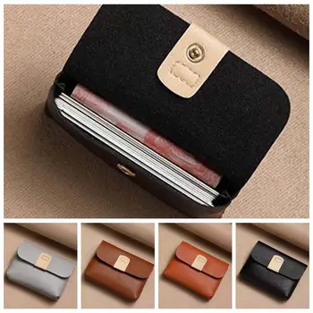 Плътен цвят къса монета чанта водоустойчив корейски стил ID притежателя на кредитна карта чанта слушалка чанта малък кожен портфейл пазаруване