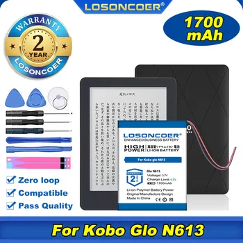 100% оригинален LOSONCOER 1700mAh за четец на електронни книги Kobo Glo N613 батерия