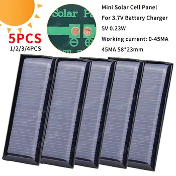 1-5PCS джобен слънчев панел за зареждане 5V 0.23W 45MA микро слънчево зарядно панел 58 * 23MM полисилиций за 3.7V слънчева играчка / LED светлина