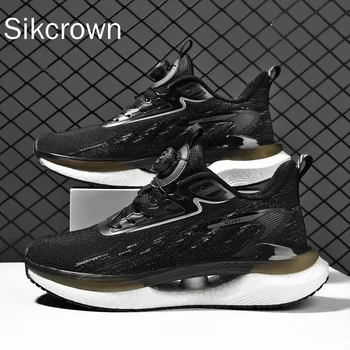 Устойчиви на износване обувки за бягане Мъжки модерни маратонки 2023 Обучение с въртяща се катарама с дебело дъно Гъвкави обувки за джогинг на открито Trai