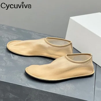 Дизайнер Нови плоски обувки жените приплъзване на кръгли пръсти марля танцови обувки есента случайни открит ваканция обувки Дамски балет плоски обувки