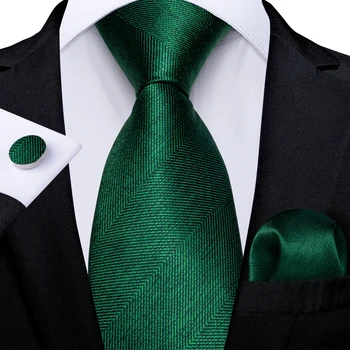 Нова мода Твърди зелени копринени жакардови тъкани връзки за мъже Аксесоари за сватбено тържество Вратовръзка Кърпичка за ръкавели Подарък DiBanGu