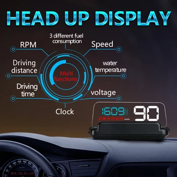 Head Up дисплей HUD дисплей C500 кола OBD OBD2 Head Up дисплей C500 кола проектор цифров скоростомер кола скорост аларма за сигурност
