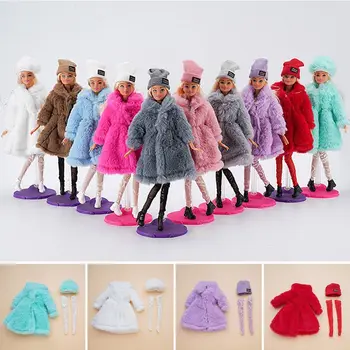 1Set 30cm кукла плюшени палто ежедневни облекла зимни шапки чорапи палто върховете DIY 1/6 кукла дрехи аксесоари детски подарък DIY играчки