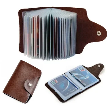 26 Card Slots Естествена кожа притежател на карти за жени лична чанта притежателя на кредитна карта 26 банкови карти слотове за мъже минималистичен портфейл