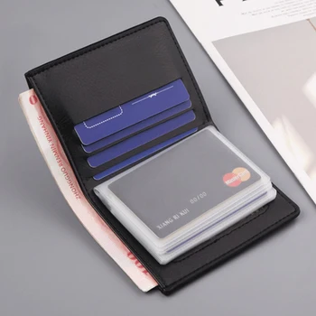 Мода Pu кожени портфейли Мъже Прости притежатели на кредитни карти Дамски притежател на карти и лични карти Мъжки преносим притежател на организатор на визитки