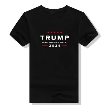Доналд Тръмп 2024 Подкрепа Да си върнем Америка Избори - Завръщането Тениска с къс ръкав Графични фенове Тениски Жени Мъжко облекло