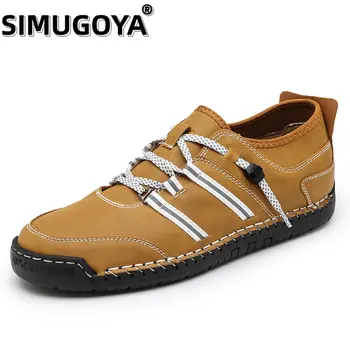 SIMUGOYA Ръчно изработени кожени ежедневни мъжки обувки дизайн маратонки удобни кожени обувки мъжки мокасини гореща продажба мокасини шофиране обувка