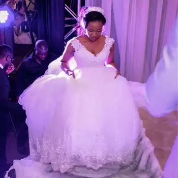 Апликации Тюл Сватбени рокли Vestidos de Novia Персонализирани африкански сватбени рокли с влак 2024