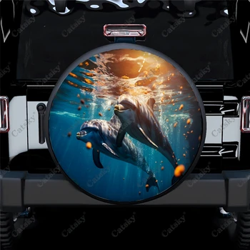 dolphin Автомобилна гума Cover Подарък на бащата Авточасти Резервна гума-капак Персонализиран капак на гуми за кемпер