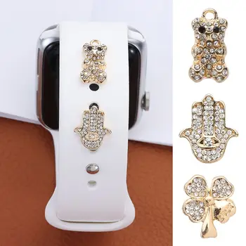 5PCS/Set Силиконова гривна Метални декоративни нокти за Iwatch спортна каишка Watchband Charms за Apple Watch Band Diamond Ornament