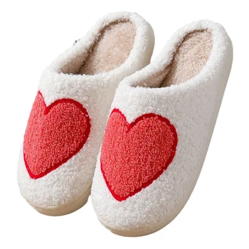 Чехли за жени Мъже Сладки чехли Уютни плюшени топли обувки за къща Love Heart Чехли Подаръци за Свети Валентин