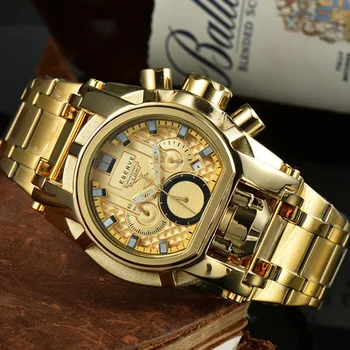Непобедени часовници със специална форма Резервен болт Zeus Chronograph Invincible Watch Оригинален часовник от неръждаема стомана Relogio Masculino