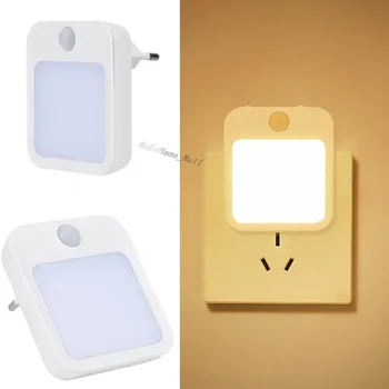 Сензор за движение светлина Безжична LED нощна светлина EU Plug-in нощни светлини за бебешки деца нощни лампи кабинет стълбище подсветка
