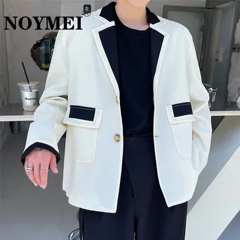 NOYMEI Blazer Нов шевен костюм палто Изискан френски стил случайни едноредни модни джобове Обръщане надолу яка мъже WA746