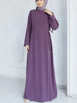 Рамадан жени черна роба Abaya мюсюлмански скромна тънка рокля ислямска турция кафтан нови марокански рокли с дълъг ръкав в Дубай
