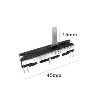 1pc сайдинг потенциометър 45mm стерео канал B10K ос дължина 15mm плъзгащ ход 30mm