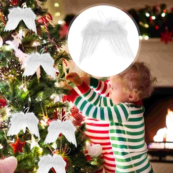 10Pcs Коледа коледно дърво парти висящи декорация ангел крила висулка