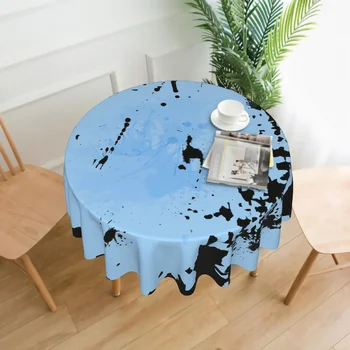 Blue щети текстура tableclot синя текстура маса кърпа за кръгли маси, водоустойчива маса покритие за кухня трапезария