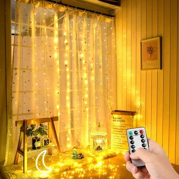 Коледа 3 метра LED завеса венец USB мощност фея светлини Festoon с дистанционно Нова година Коледа венец Led завеса светлини