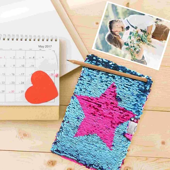 Notebook Journal за момичета с Lock Journals Teen Star Sequins Notepad Mermaid Diary Lovely Reversible Writing Kids