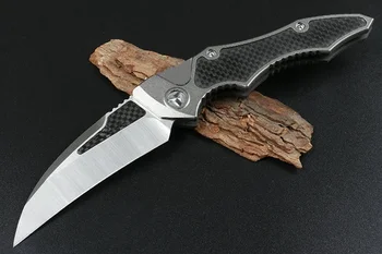 Mict Eskm Черен Python джобен нож D2 острие единично действие алуминий + въглеродни влакна дръжка къмпинг лов EDC оцеляване инструмент ножове