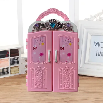 Ново високо качество за кукла Барби играчки аксесоари гардероб килер шкаф за съхранение довършителни кабинет мода декорация мебели