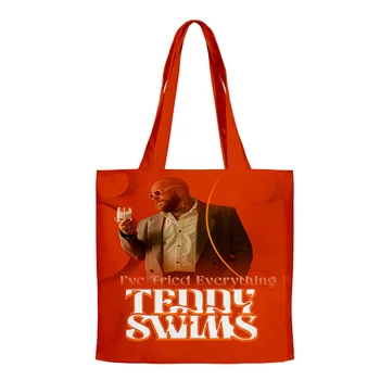 Теди плува певец мърч плат платно голяма пазарска чанта печат пазарски чанти за многократна употреба рамо купувач чанти