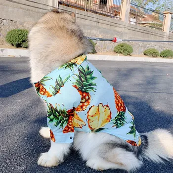 Големи дрехи за кучета Хавайски стил Риза за домашни любимци Облекло за средно големи кучета Костюм Пролетно облекло за кучета Лабрадор мопс Дрехи за домашни любимци