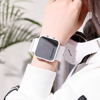 Огледало Жени Дигитални часовници Мода Светеща водоустойчива Студенти Спорт Електронни часовници Момичета Дамски силиконов часовник